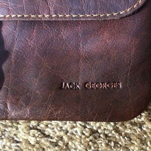 Genuine  Brown leather Jack George  crossbody purse
Zipper, snap closing